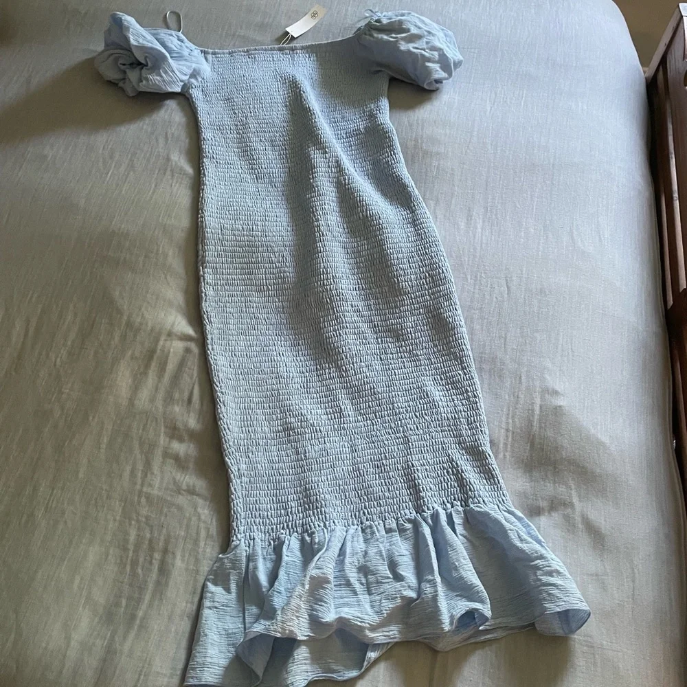 Baltic Born Alana Blue Ruched Off-Shoulder Midi Dress - Picture 2 of 3